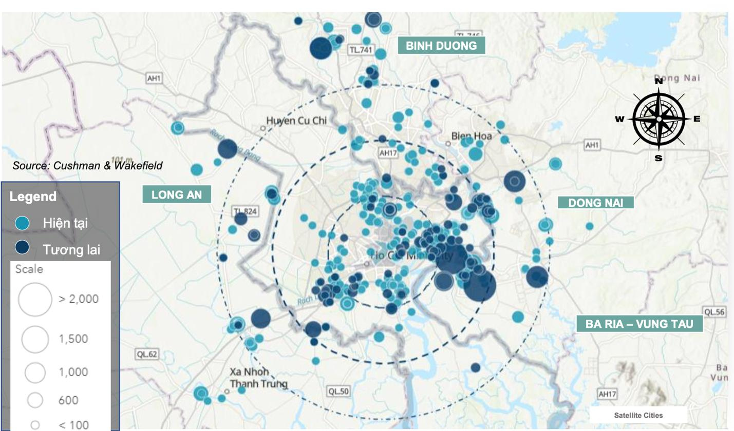 Biểu đồ các khu đô thị vệ tinh TP.Hồ Chí Minh